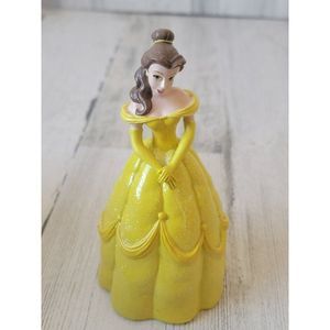 Princess Belle Beauty Beast yellow glitter formal dress Disney toy figure